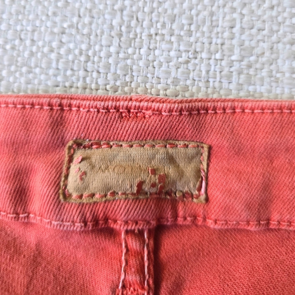 MOTHER The Looker Zip Fray Blow Out Orange Jeans Pants Distressed 26 Skinny - Picture 6 of 11